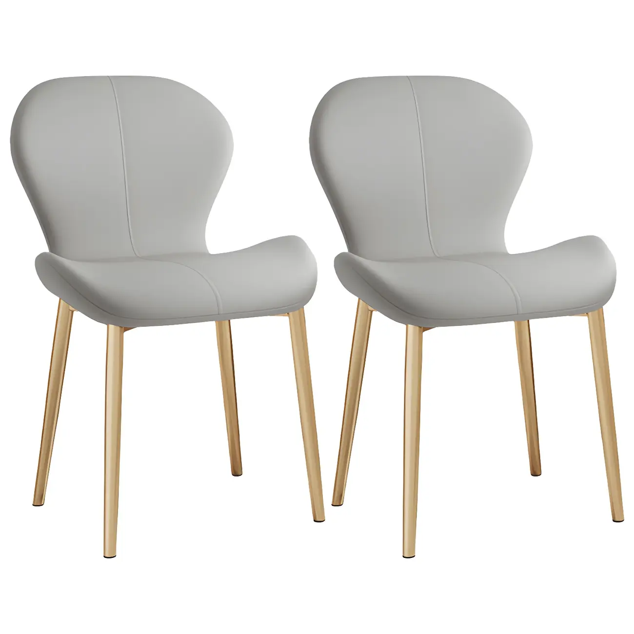 Art Deco Curved Back Leather Dining Chair Solid Back