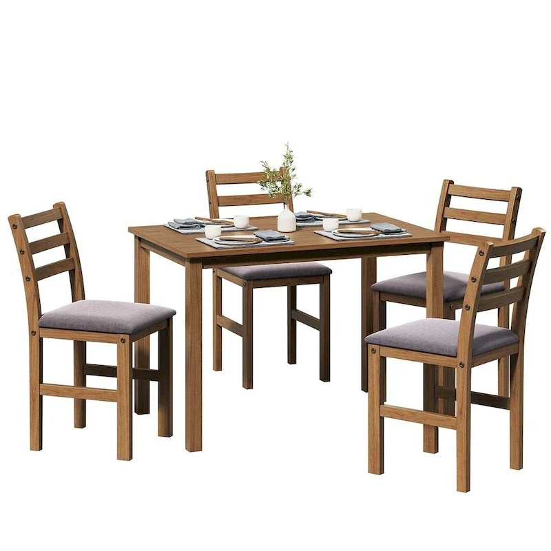 5 PCS Pub Sets Stylish Dining Table Set with 4 Upholstered Chairs