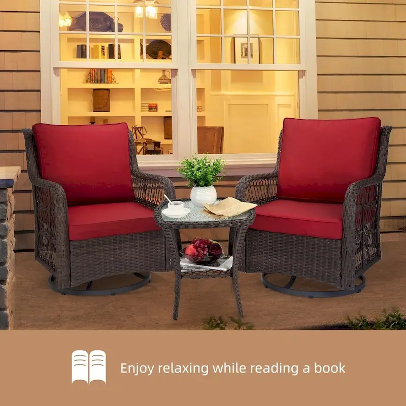 3 Pieces Rocking Wicker Bistro Set
