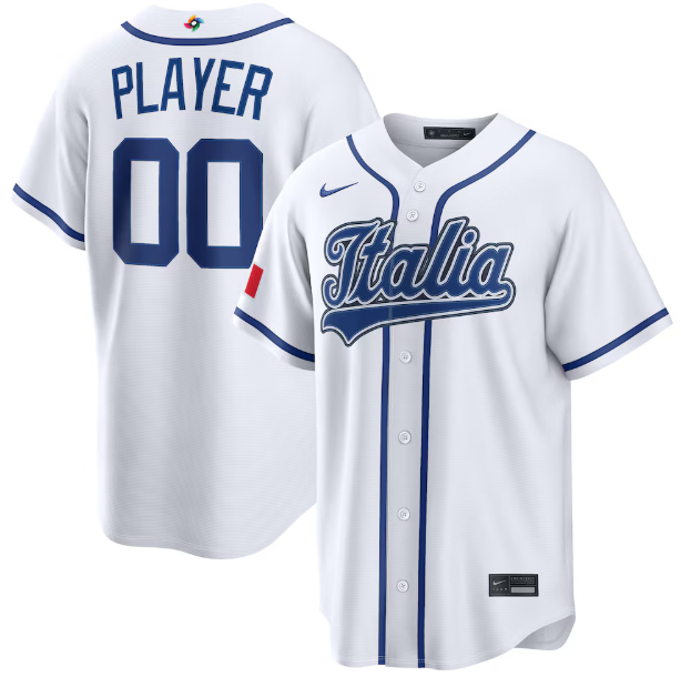 Italy Baseball White 2026 World Baseball Classic Home Pick-A-Player Custom Jersey