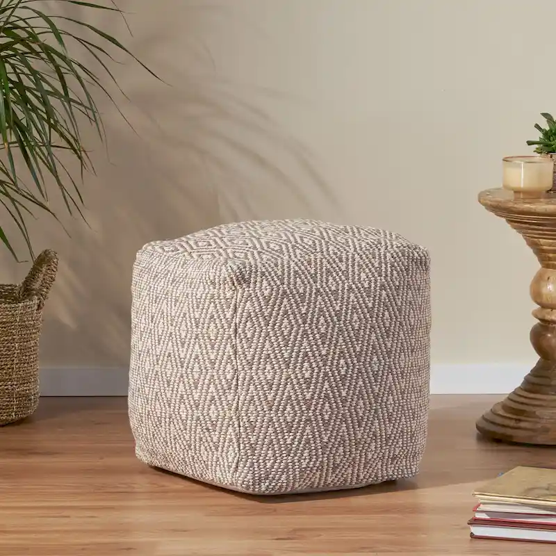 Hand-Crafted Cotton Cube Pouf