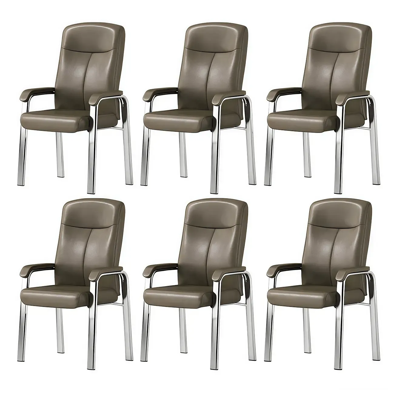 HomeyFad Modern Leather Metal 4-Leg Office Chair with Arms