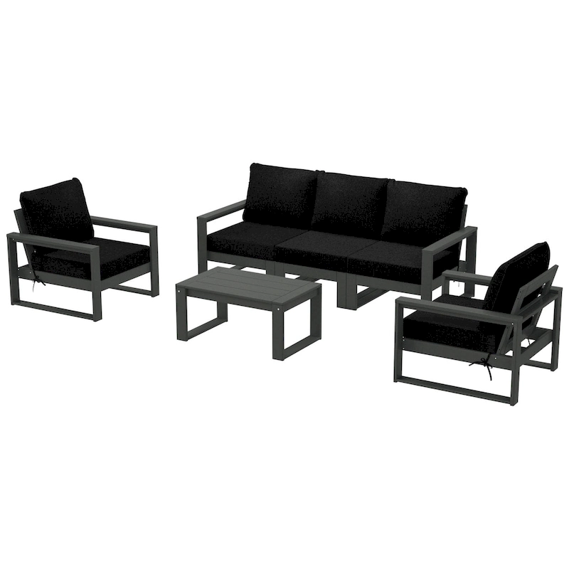 Polytrends Endless Patio Sectional 6-Piece Deep Seating Set with Gray Frame