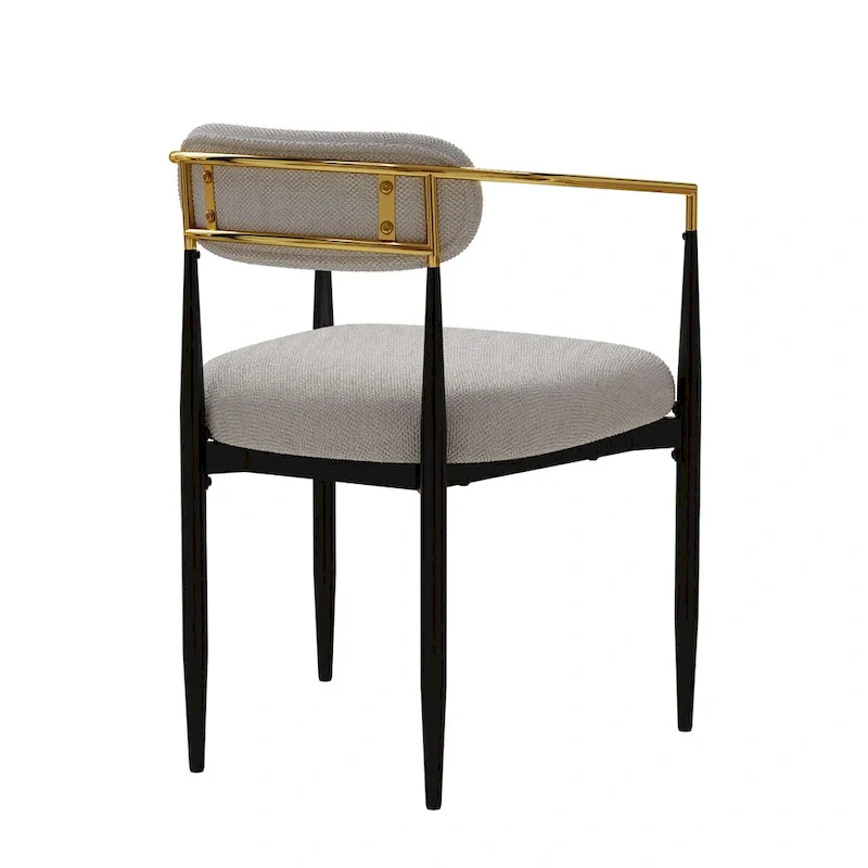 Set of 2 Dining Chairs with Teddy Velvet Upholstery and Metal Legs