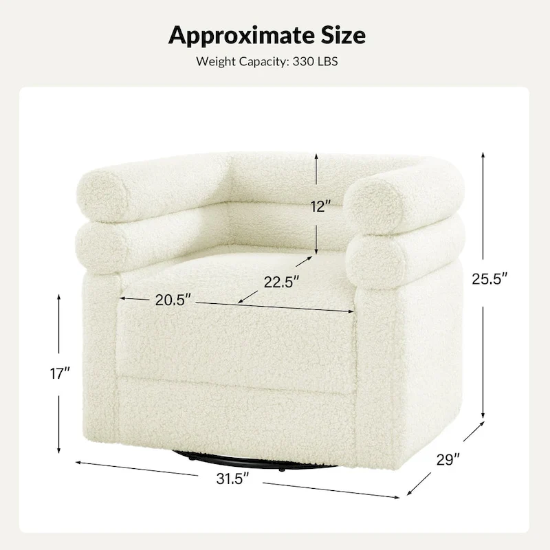 Rosa Modern Boucle Swivel Chair with Pillow Set of 2 by HULALA HOME