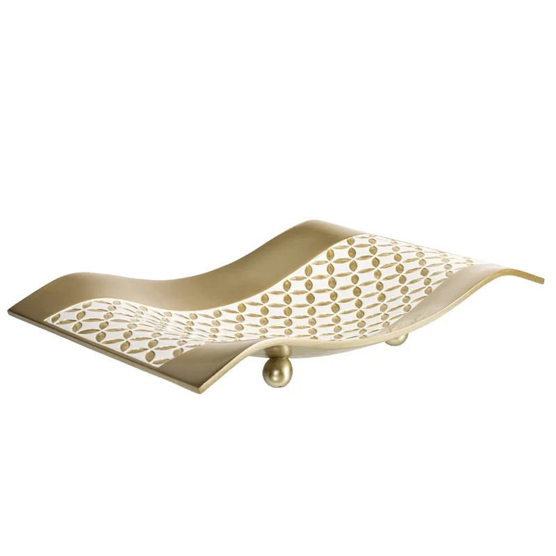 Creative Scents White and Gold Resin Lattice Centerpiece Dish