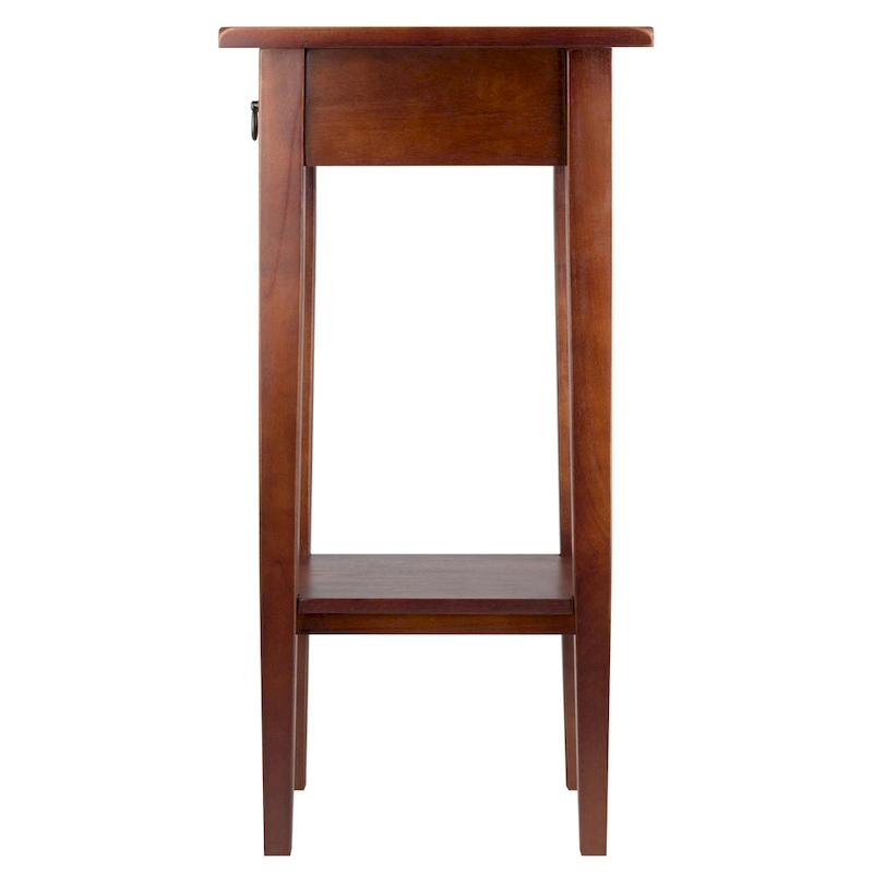 29.5  Warm Antique Walnut Accent Table with Drawer and Shelf