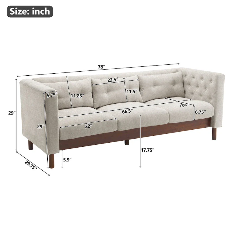 Modern Upholstered Tufted Sofa Couch