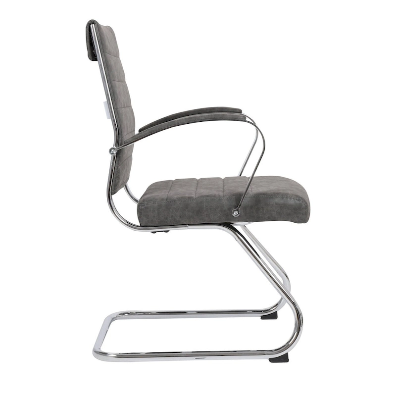 Leather Office Chair with Stainless Steel Sled Base Benmar Series by LeisureMod