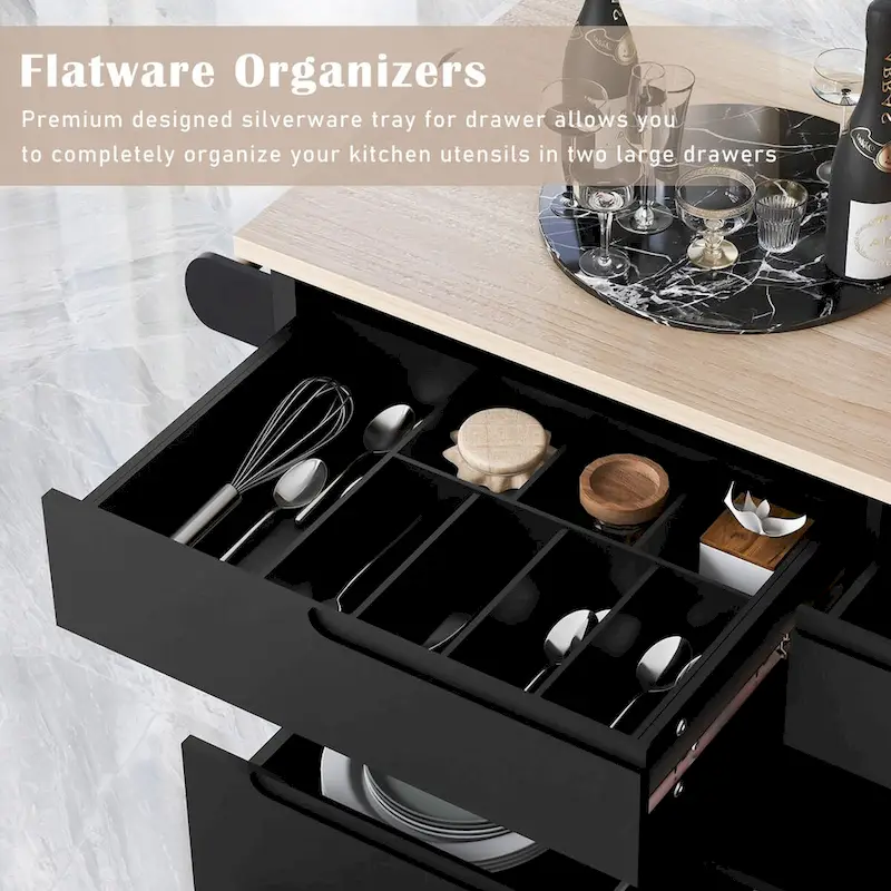 8 Drawer Rubber Wood Kitchen Island