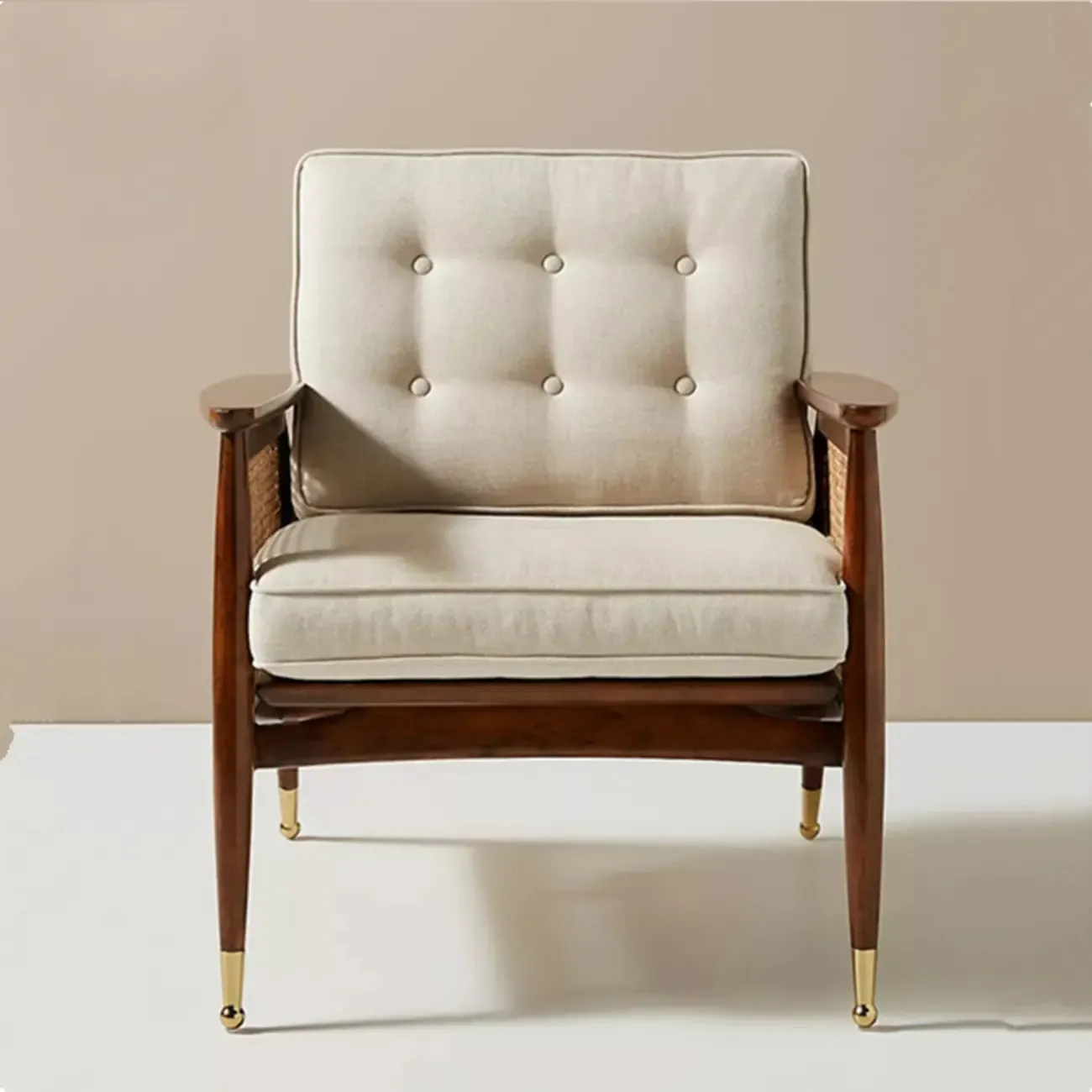 Glam Flannel High Back White Arm Accent Chair