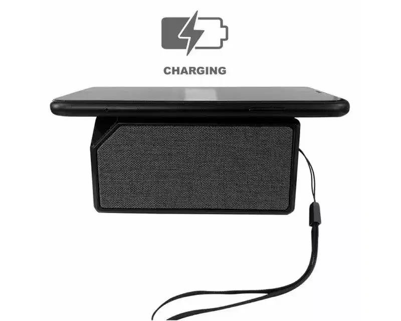 Link 2 in 1 Fabric Mini Bluetooth Speaker with Wireless Charging