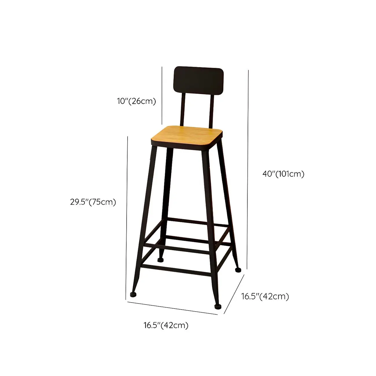 Saddle Wood Backless Bar Stools Metal Frame
