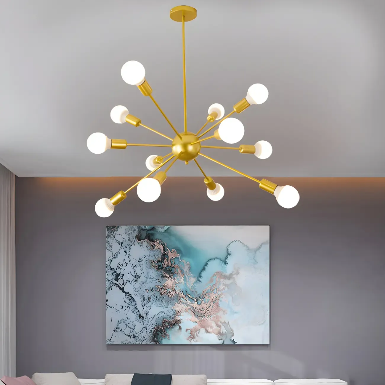 Modern LED Gold Globe Sputnik Chandelier
