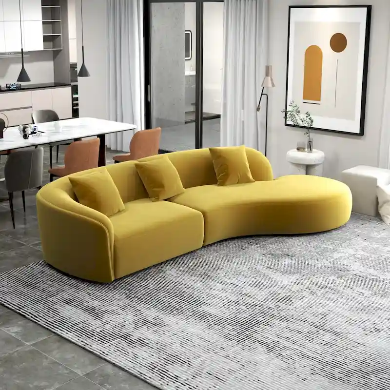 Japandi Style Luxury Modern Velvet Curved Sofa