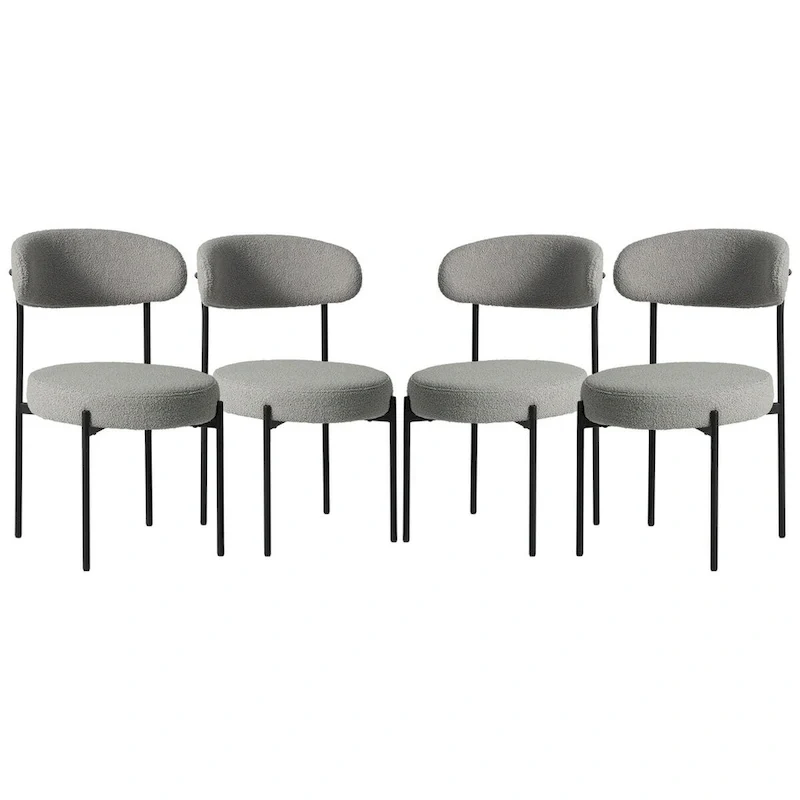 Bayville Mid-Century Curved Back Fabric Upholstered Metal Dining Chair (Set of 4)