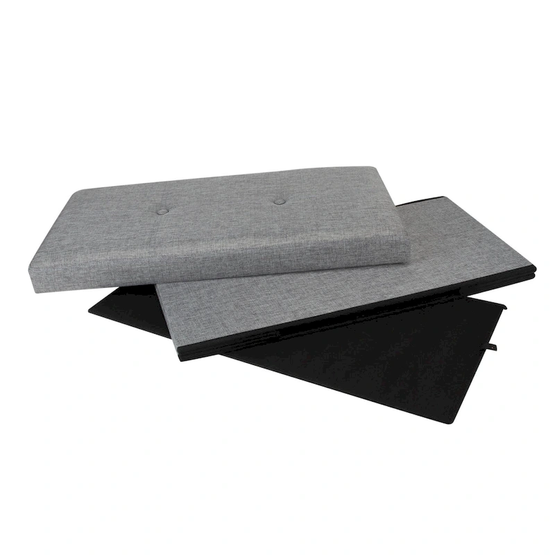 Simplify Grey Linen Look Double Foldable Ottoman - 30 x 15 x 15