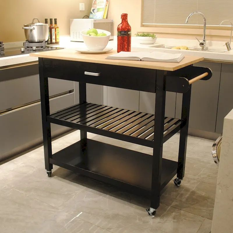 40 Mobile Kitchen Island & Kitchen Cart,with Two Lockable Wheels