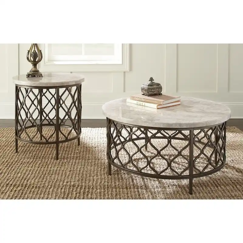 Steve Silver Rockvale Stone Top Round Side Table