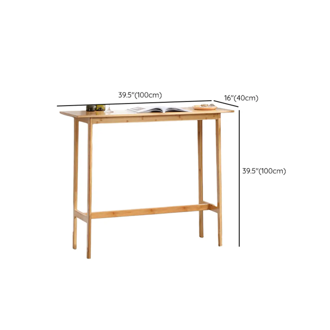 Modern Natural Finish Wooden Fixed Top Footrest Bar Tables