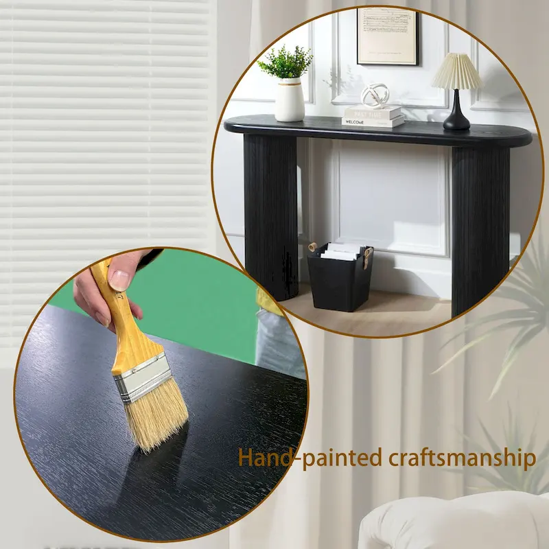 60  Wood Console Table with Ribbed Legs