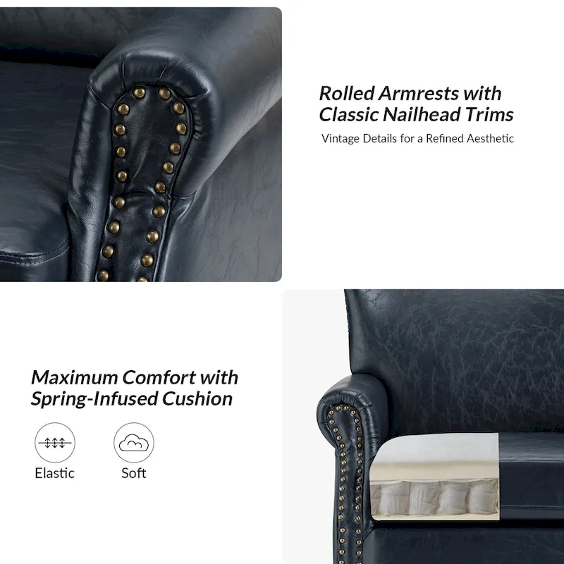 Levi Vegan Transitional Armchair with Rolled Arms Set of 2