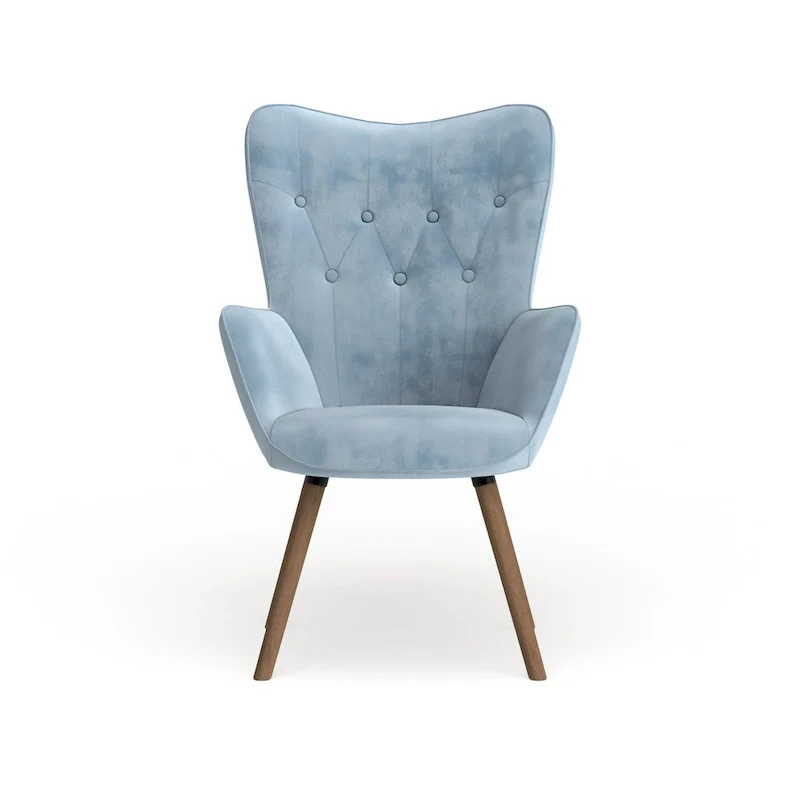 Button-tufted High-back Velvet Accent Chair