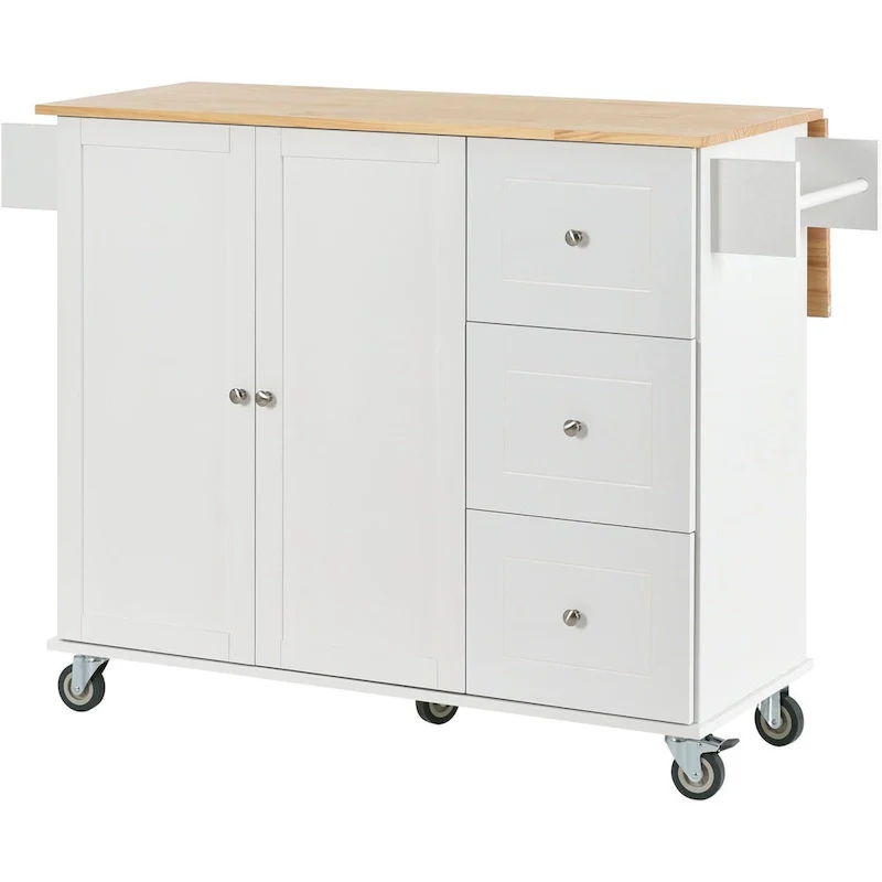 Multifunctional Kitchen Cart with Spice Rack and Adjustable Shelves