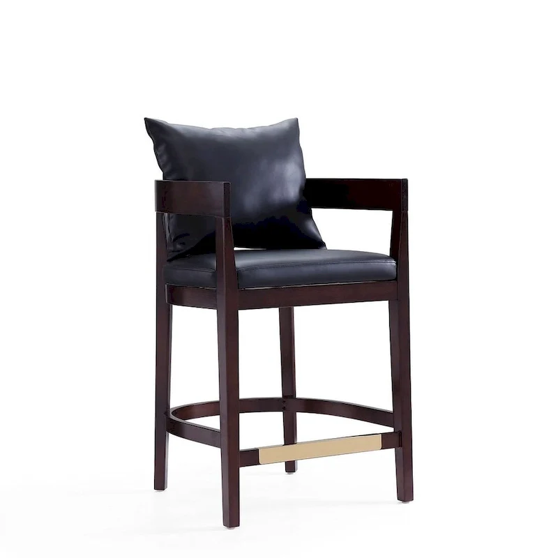 Mid-Century Counter Height Bar Stool with Cushioned Back