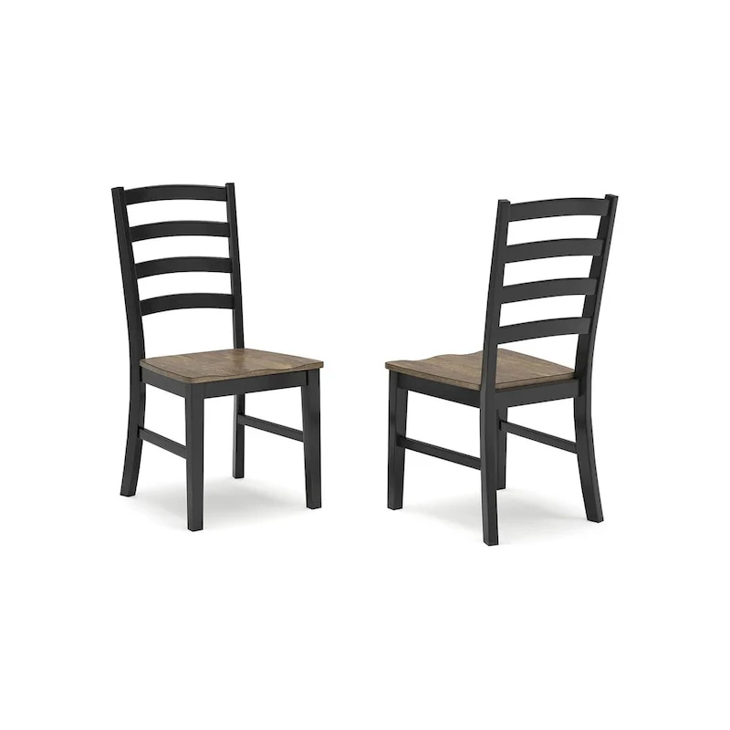 Ladderback Dining Side Chair with Contoured Seat, Set of 2