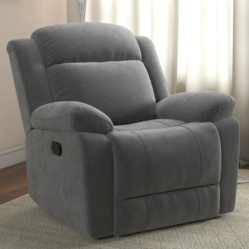 Manual Recliner Chair with Overstuffed Arm and Back