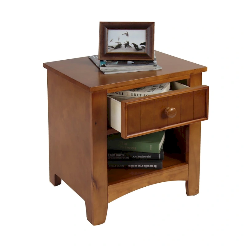 Ettrick Transitional Espresso Wood 1-Drawer Night Stand by Copper Grove