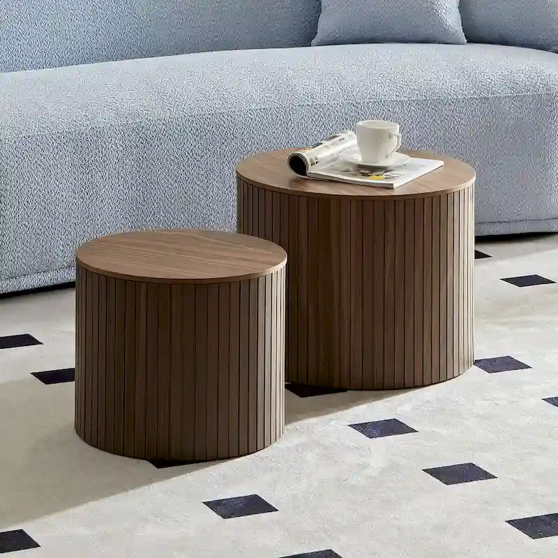 Nested Table Set 2 Pieces, Mdf Coffee Table Set Living Room