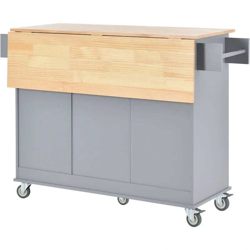 Multifunctional Kitchen Cart with Spice Rack and Adjustable Shelves