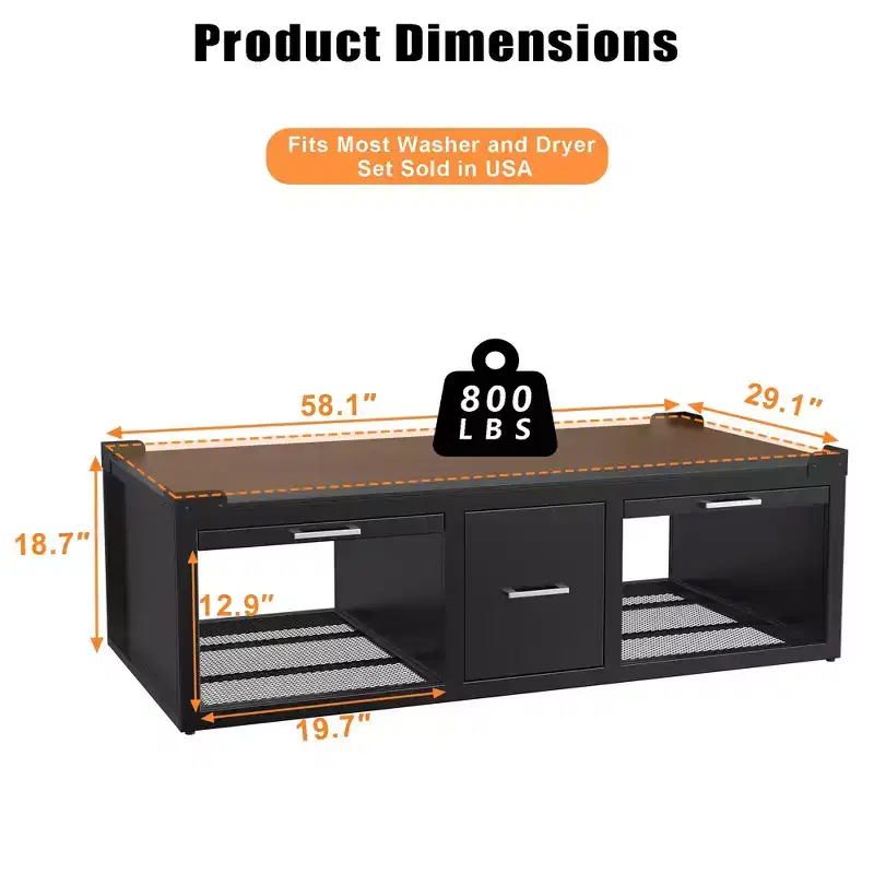 GDLF Washer and Dryer Pedestals, Universal Washer and Dryer Stand with Pull-Out Shelf, Black