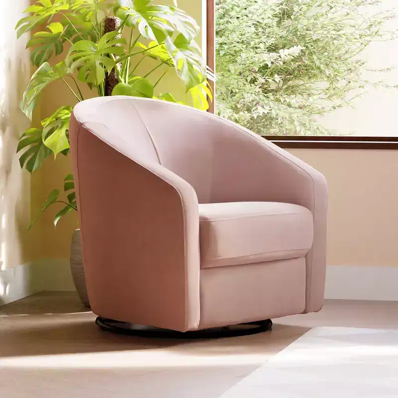 Swivel Glider Chair with 360° Rotation, Upholstered Seat, 30.5