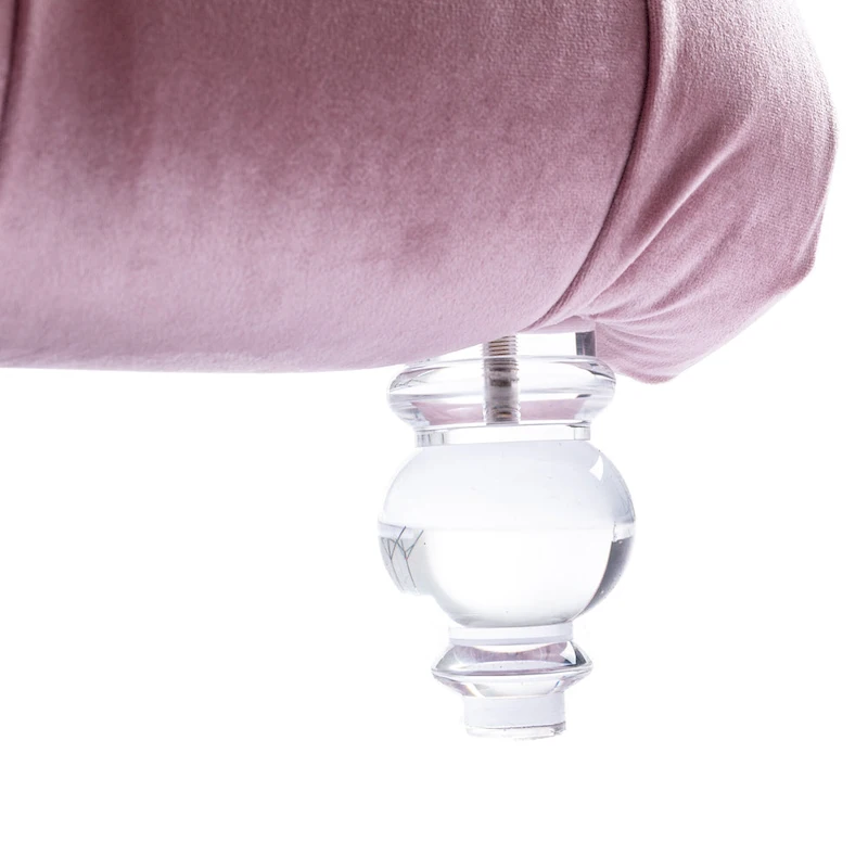 Button-Tufted Upholstered Velvet Recliner Chaise with Pillow and Acrylic Feet