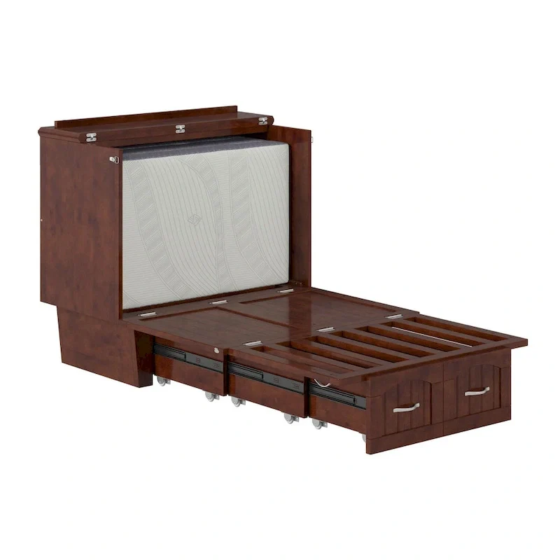 Sydney Twin Murphy Bed Chest with 6 inch Mattress