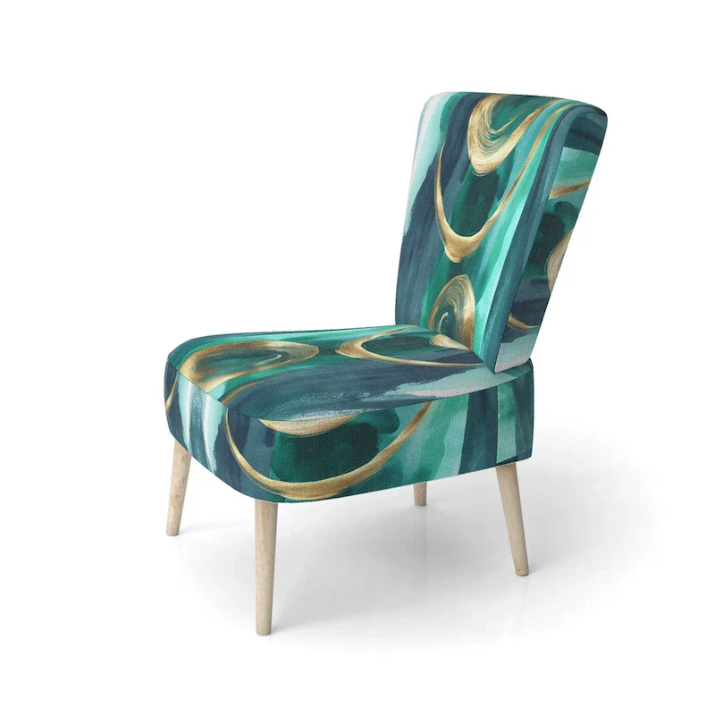 Geometric Black And Teal IV Upholstered Accent Chair