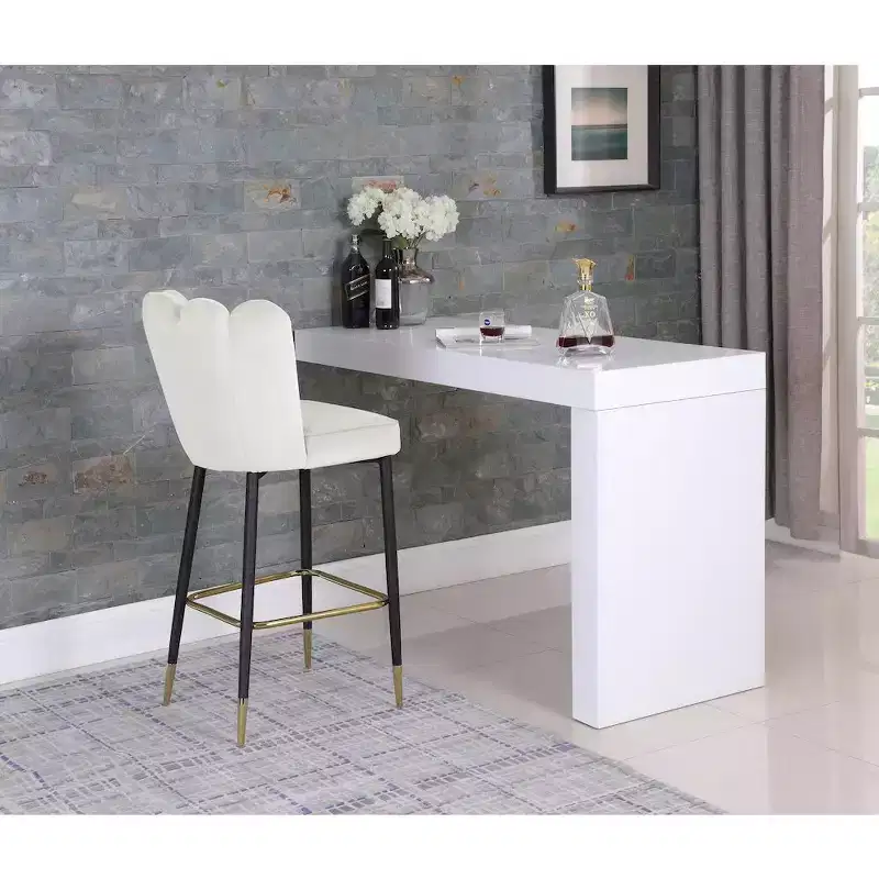 Meridian Furniture,Lily Cream Velvet Stool, Set of 2