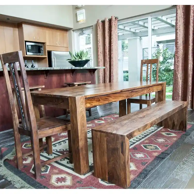 Timbergirl Handmade Solid Seesham Wood Bench (India)