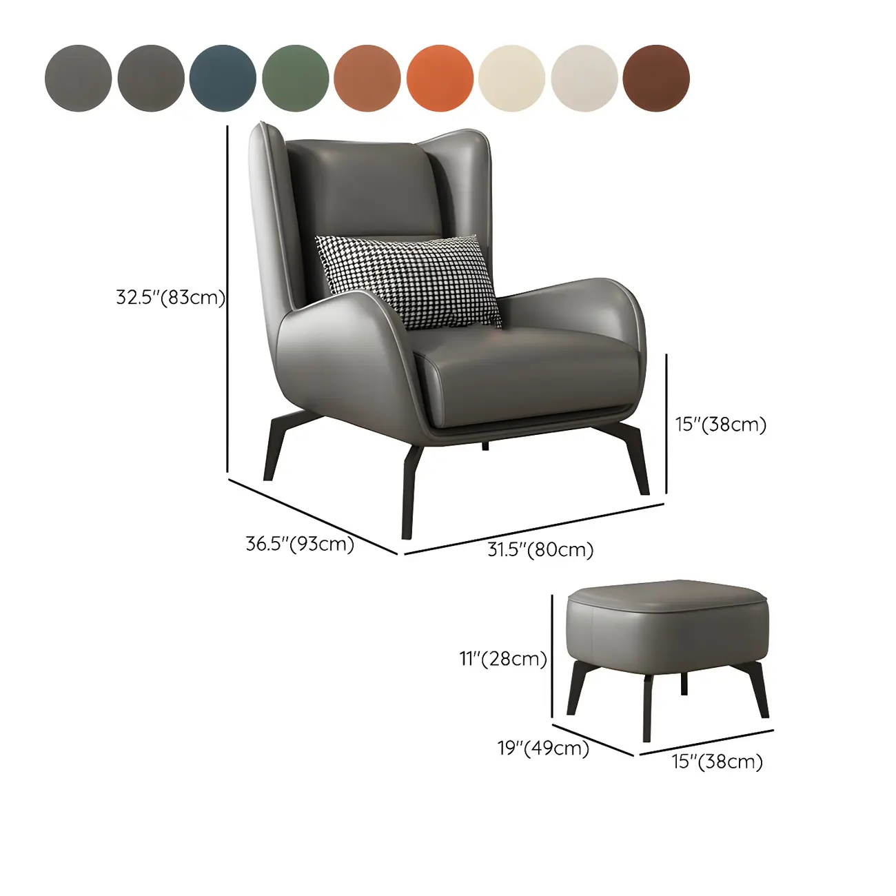 Modern Beige Leather Accent Chair with One Pillow