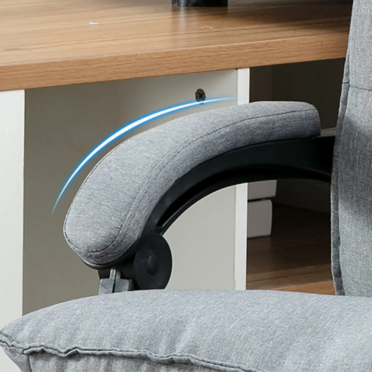 Modern Grey Fabric Office Chair with Footrest