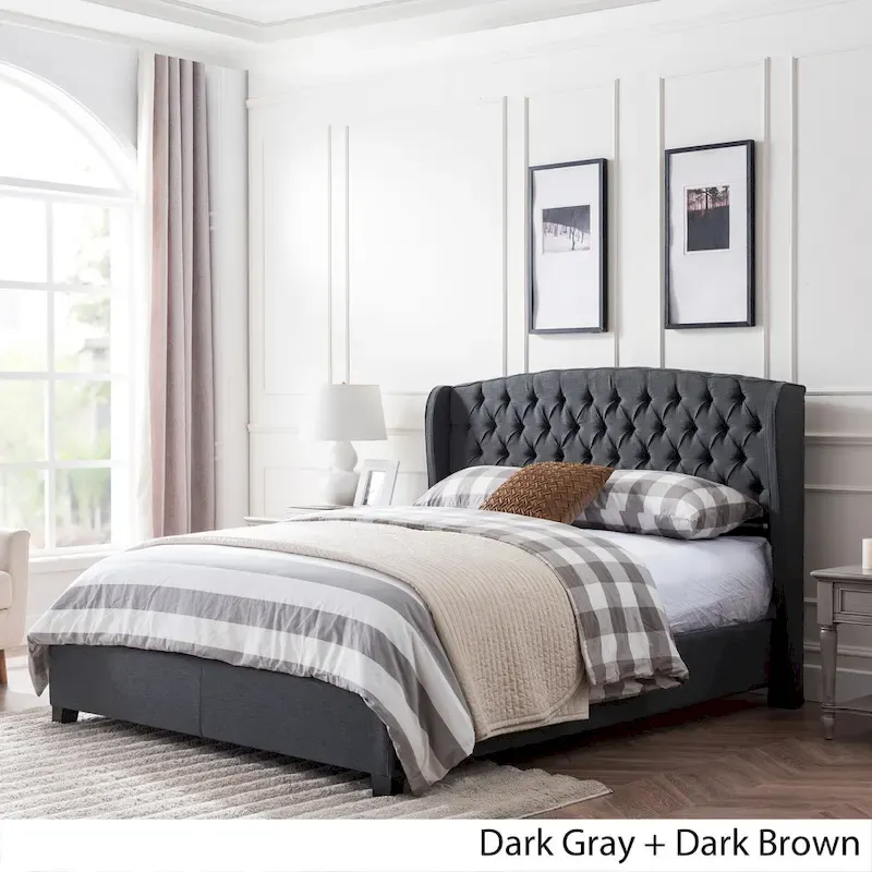 Costello Upholstered Tufted Fabric Queen Bed Set by Christopher Knight Home