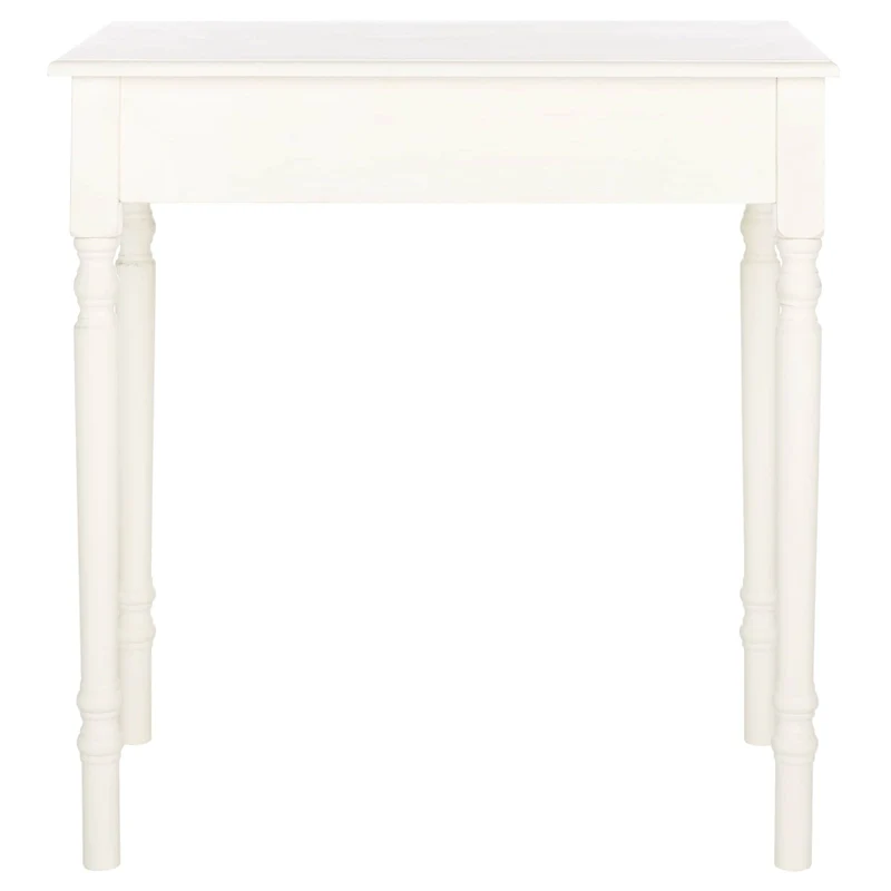 1-Drawer Desk with Turned Legs – Distressed White / Brown / Black, Traditional Style