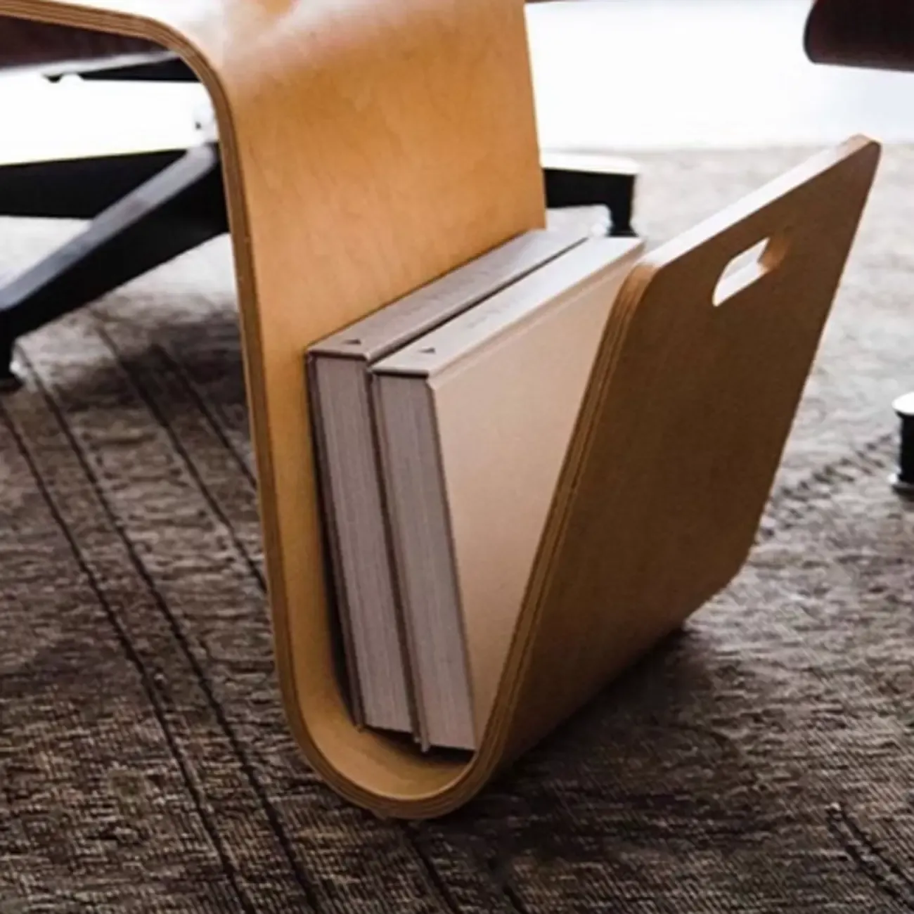 Unique Natural Wooden Side Table with Magazine Rack