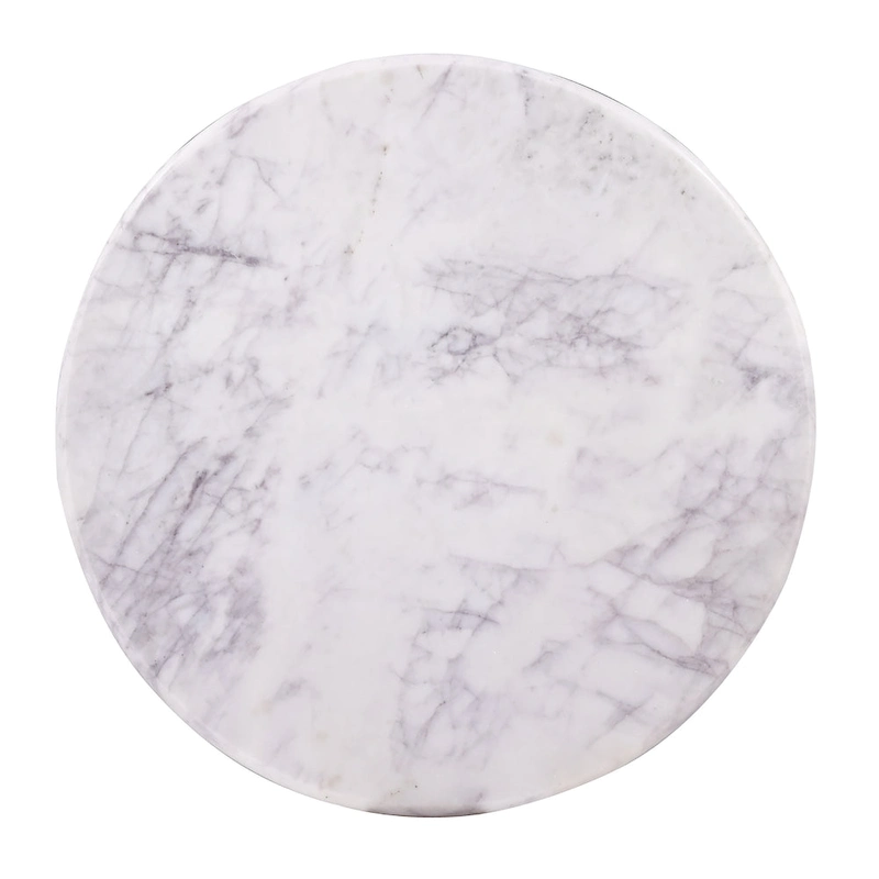 Luxurious Round Mable Topped Pedestal Coffee Table, Living Room Sofa Side Table, White/Black