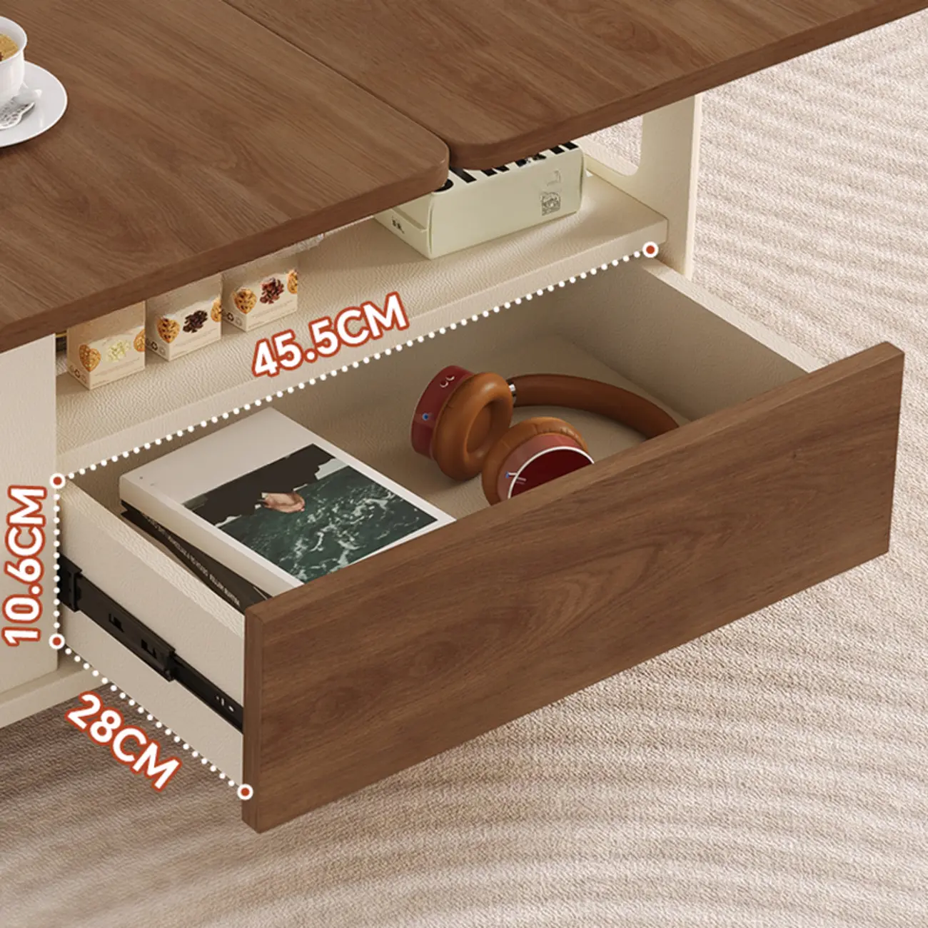 Versatile Elegant Modern Wooden Side Table with Wheels