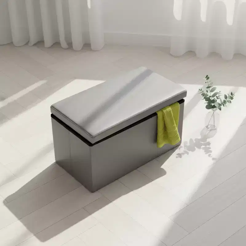 Evideco French Home Goods Versatile 2-in-1 Pouf & Storage Box  Available in 3 Colors and 2 Sizes