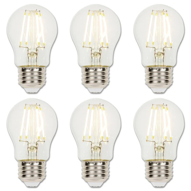 Westinghouse Lighting 4.5-Watt (40-Watt Equivalent) Clear A15 Dimmable Filament LED Light Bulb, Medium Base, 6 Pack - 6-Pack